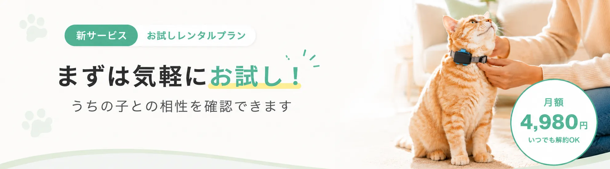 お試しレンタル開始 月額4,980円